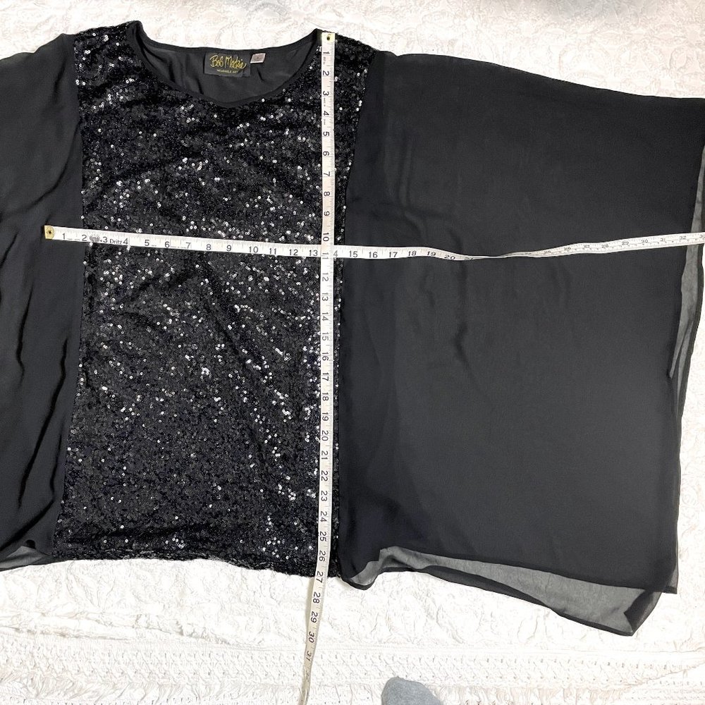 Bob Mackie sequins and chiffon black top - size large - Picture 9 of 10